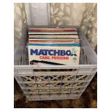 Crate of vintage vinyl record albums