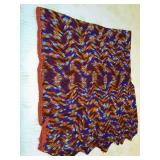 Multicolored crochet afghan rust, green, purple, brown