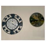 Hand painted saw blade clock and ivy clock