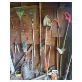 Assorted Yard and Garden Tools with Chains and Equipment Lot