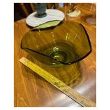 Vintage avocado green folded serving bowl