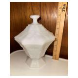 Milk glass grape pattern candy stand