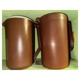 2 vintage brown Rubbermaid pitchers