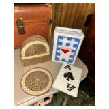 Vintage coaster sets plastic canvas yarn art