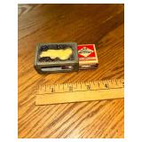 Antique metal matchbox holder sleeve