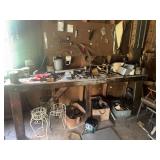 Assorted Workshop Tools, Hardware, and Workbench Contents Lot
