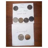Assorted United States Lincoln Steel Wheat Cents and Damaged Coins Lot