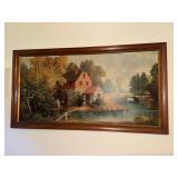 Very large water mill scene in frame approx 3ft