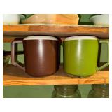Brown and green 1.5qt pitchers