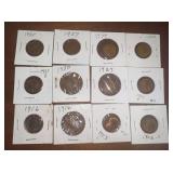 Assorted Wheat Penny Lot in Cardboard Holders (1916-1955)