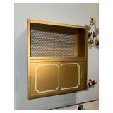 Mid century metal with gold finish wall cabinet