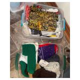 2 boxes of scarves, crochet and bandanas
