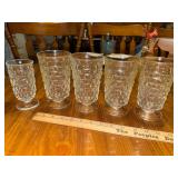 4 Whitehall cubist tea glasses and small juice glass