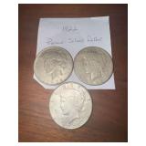 Lot of Three 1922 Peace Silver Dollars sold 3x's the bid