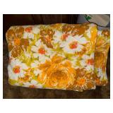 Vintage bedspread yellow orange floral
