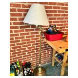 Brass Floor Lamp with Adjustable Arm and Shade