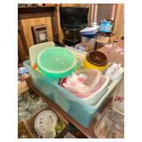 Box of Tupperware and kitchen storage