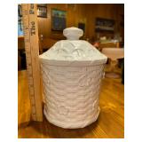 Vintage basket weave ceramic canister