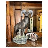 Vintage ceramic bighorn ram statue