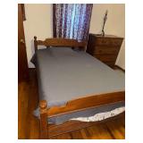 Full size oak bed with mattress