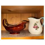 Hull brown drip gravy boat and vintage ceramic pitcher