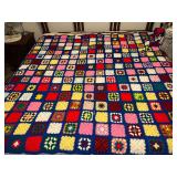 Huge crochet granny square coverlet- for size reference this is a king size bed