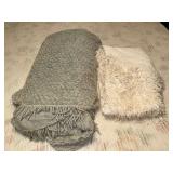 2 chenille bedspreads gray and white