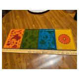 4 vintage melamine snack trays