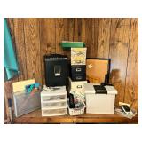 Paper shredder, file boxes and other office supplies