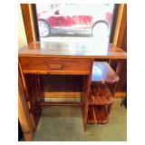 Solid Cedar Wood Desk with Integrated Side Shelving and Single Drawer