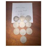 Assorted Liberty Head V Nickel Coin Collection Dates Ranging From 1899 to 1912 Lot of 10