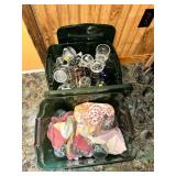 2 totes of stemware and other misc glassware