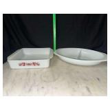 Fire king primrose square cake pan and pyrex divided dish