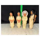 Vintage hard celluloid Native American souvenir figurines
