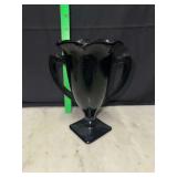 Black amethyst glass trophy vase