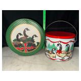 2 vintage Christmas goose tins