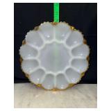 Milk glass egg plate