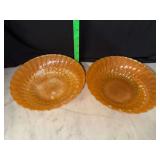 2 fire king peach luster swirl bowls