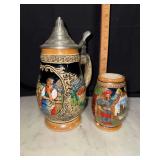 2 vintage rounded west German beer steins