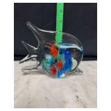 Murano style fish within a fish art glass paperweight