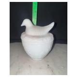 Milk glass Avon bird on nest