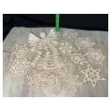 Hand made starched crochet Christmas snowflake ornaments and angel