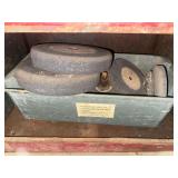 Assorted Grinding Wheels and Shop Supplies in Plastic Bin