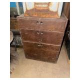 Wooden Three-Drawer Filing Cabinet