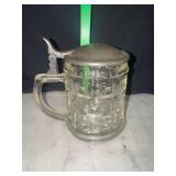 Vintage dimpled lidded beer stein