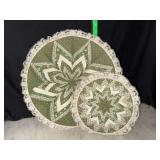Vintage quilted star wall hanging hoops trimmed in lace