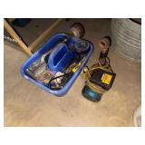 Assorted Tools in Blue Caddy with Electric Water Pump