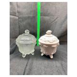 Jenette glass shell pink milk glass and clear candy dishes