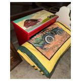 Farm step stool and child’s tractor quilt