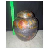 Vintage enameled brass cloisonné ginger jar